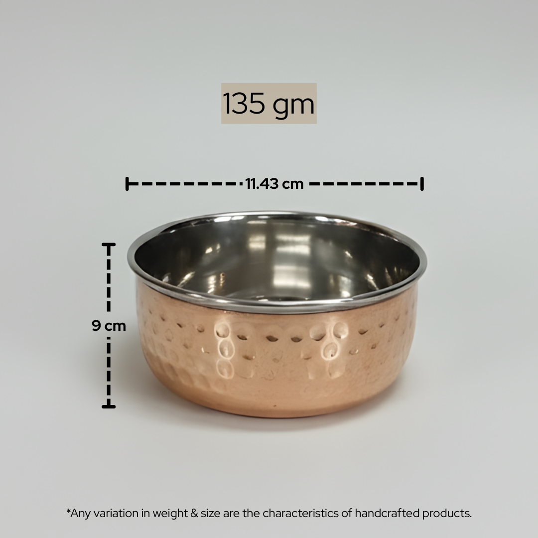 Copper SS Tone Katori | Set of 6 pcs | 810 gm | 135 gm Each