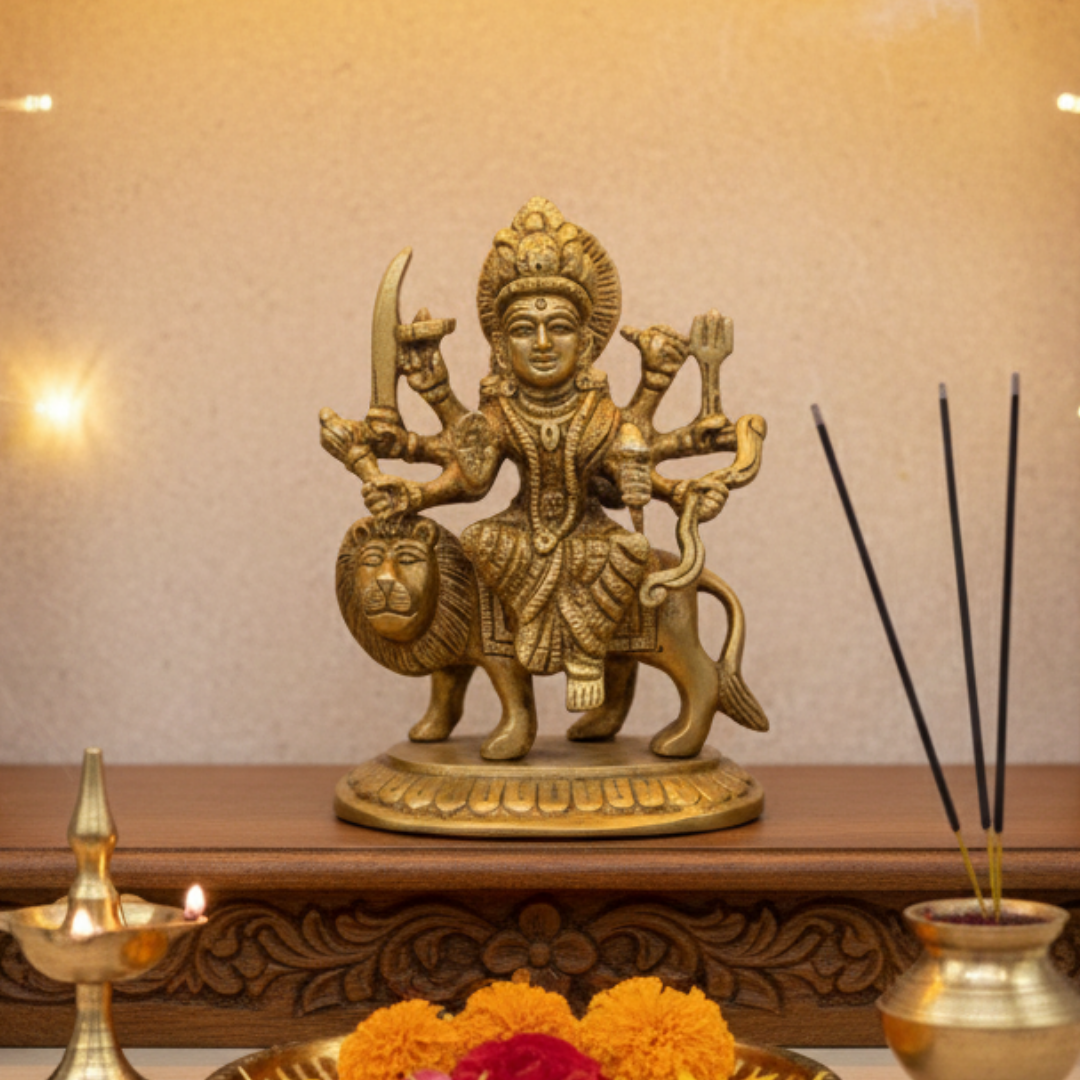 Traditional Durga Mata Brass Murti | Ideal for Home Worship & Festivals | 745gm