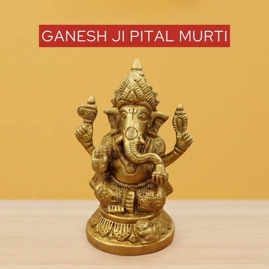 Ganesh Ji Pital / Brass Murti in 690 gm for home mandir, daily pooja, symbol of wisdom and prosperity, ideal for festivals and spiritual gifting