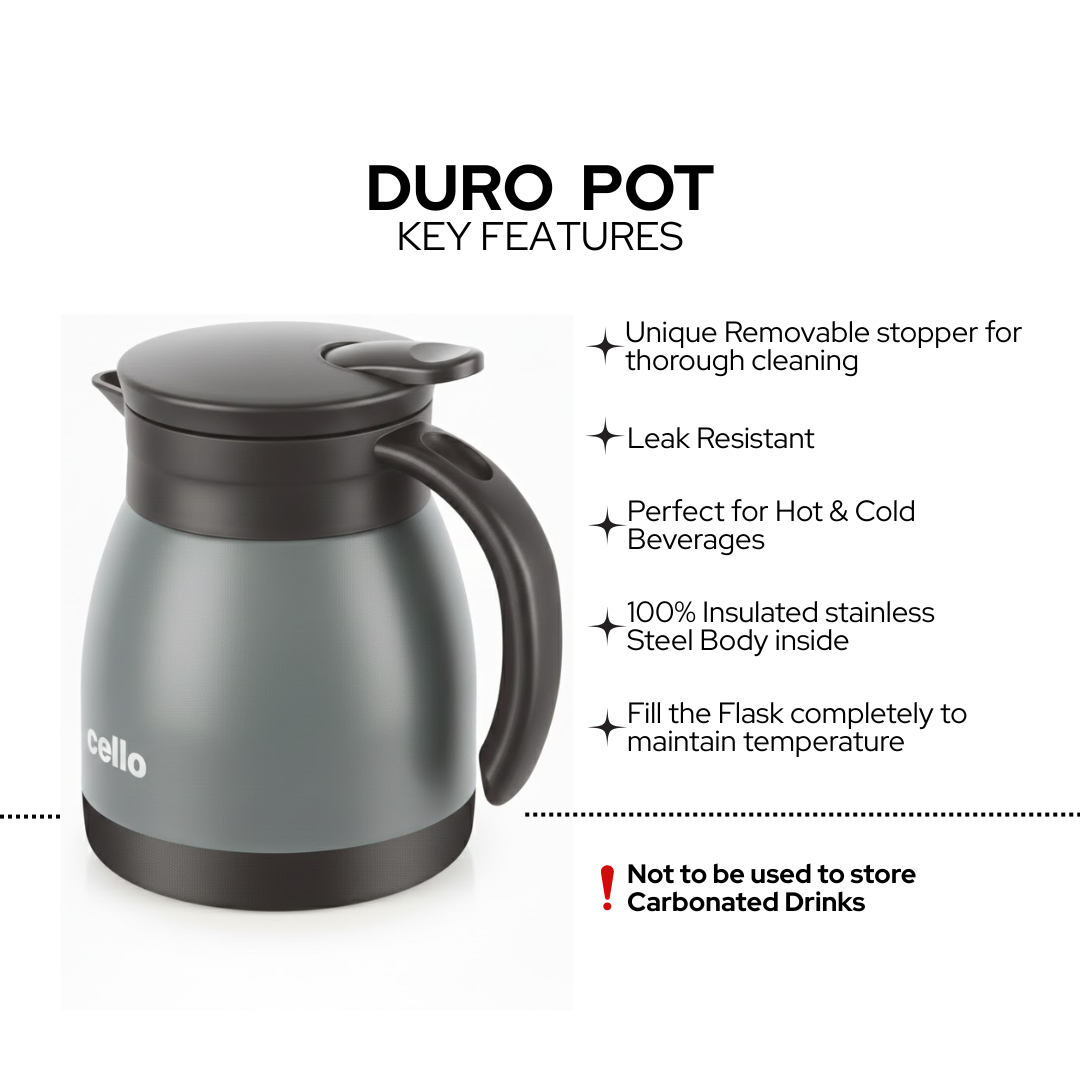 Cello Duro Coffee Style Set | 600ml Carafe with 2 Double Wall Mugs | Premium Insulated Set