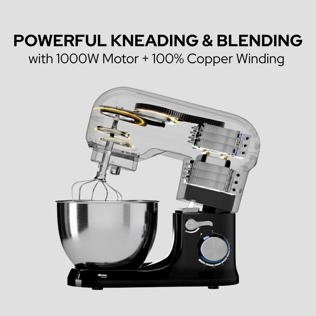 AGARO Royal Stand Mixer | 5L Stainless Steel Bowl | 8 Speed Control | Black |  1000W