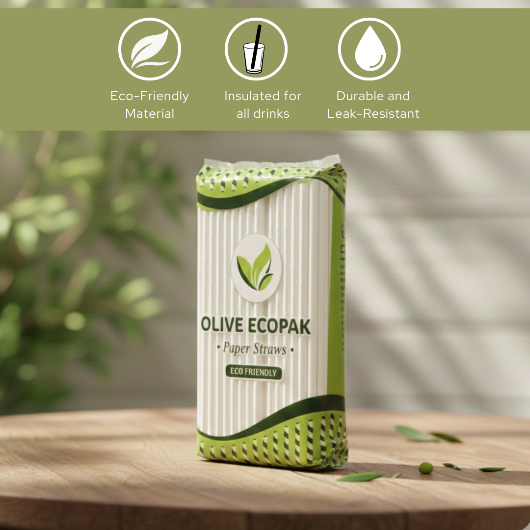Olive Ecopak Eco-Friendly Paper Straws