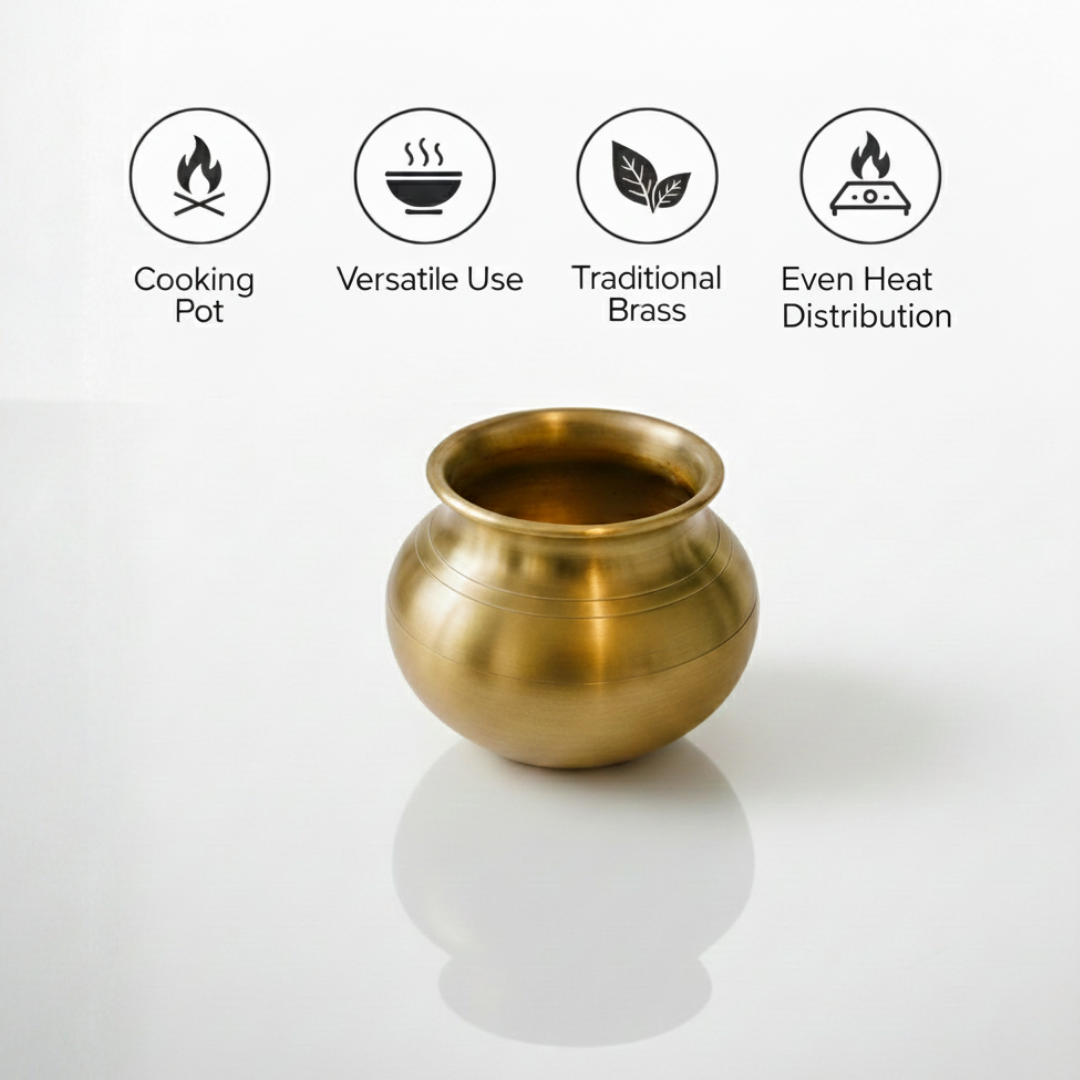 Handcrafted Brass Bhaddu – Traditional Indian Cooking Pot for Authentic Flavour & Temple Use
