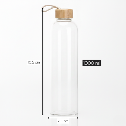 Luxury Borosil Glass Bottle – 700 ml | Herbal Infusion & Detox Water Bottle with Bamboo Lid | One bottle