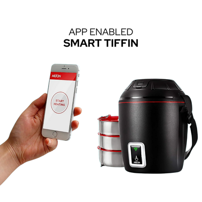 Milton Smart Electric Lunch Box | Use Smartphone App to Heat-On-the-Go Tiffin | 3 units (300 ml each)