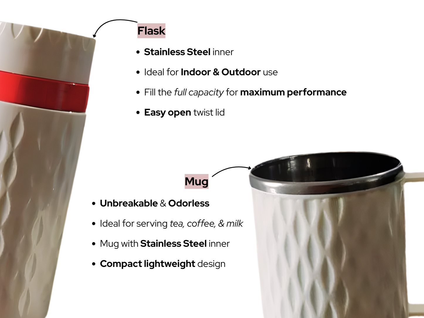 Cello Puro SIP Coffee Set 3 PCS Insulated Tuff Flask and Mugs