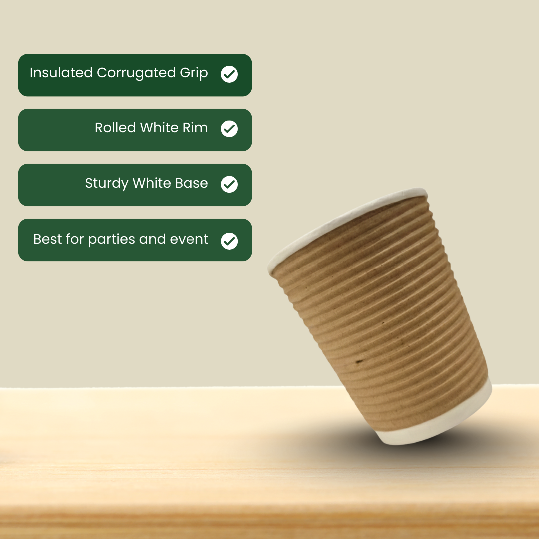 Eco friendly Ripple Paper cups | Pack of 25 | Use for Birthday parties, kitties, home parties | Heat resistant | 200ml without Lid