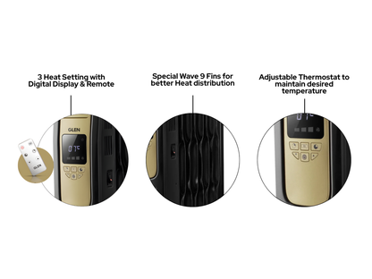 Glen Electric Oil Filled Radiator| 9/11/13 Fin - HA7013DOR| Digital Room Heater