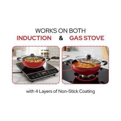 Mr. Cook PFOA-Free Non-Stick Kadhai for Gas & Induction | Easy Clean | Healthy Cooking