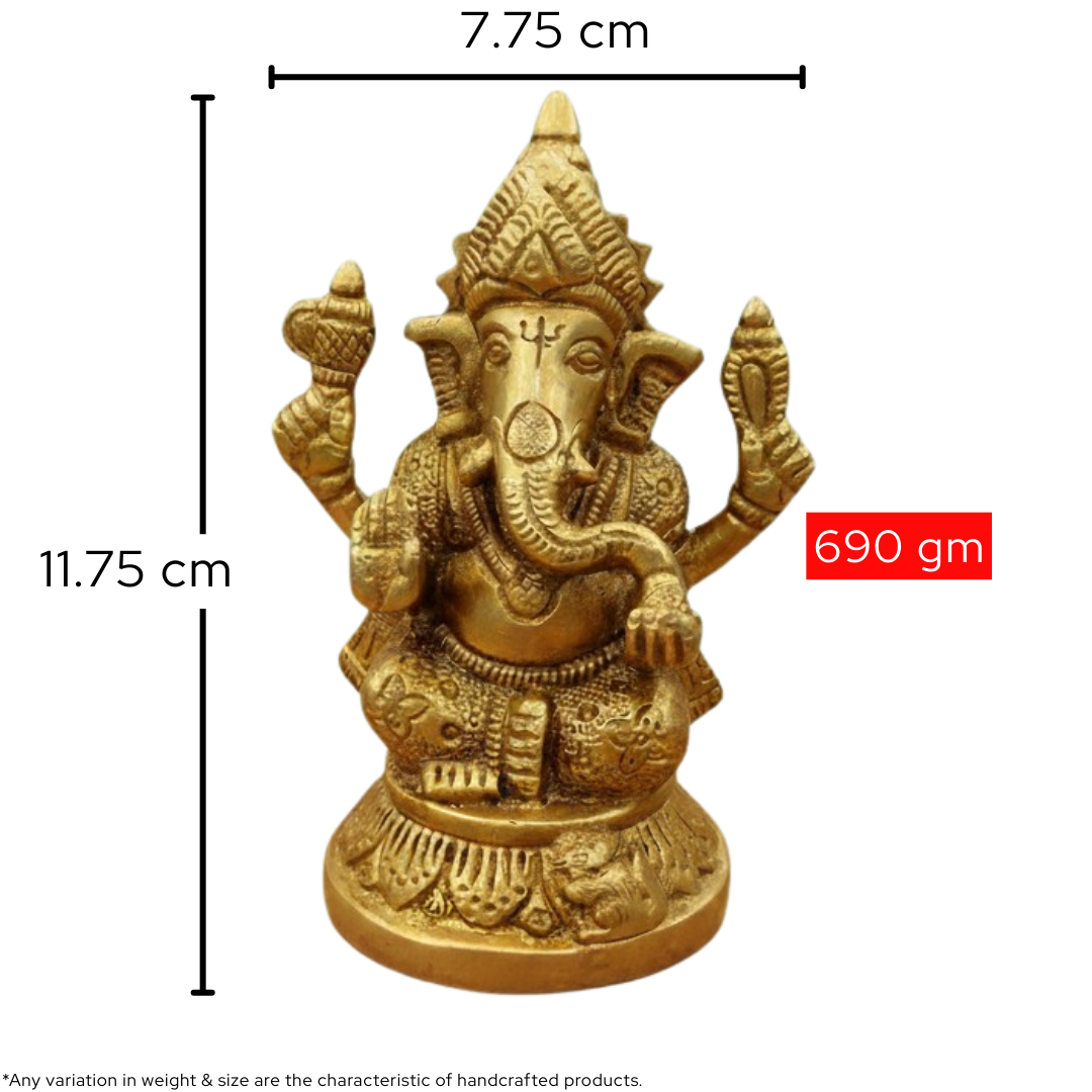 Ganesh Ji Pital / Brass Murti | Bring Peace, Success & Positivity Home | 690gm