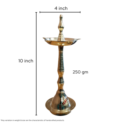 Traditional Brass Kerala Panch Jyoti Diya | 10 Inch Puja Lamp | 250 gm