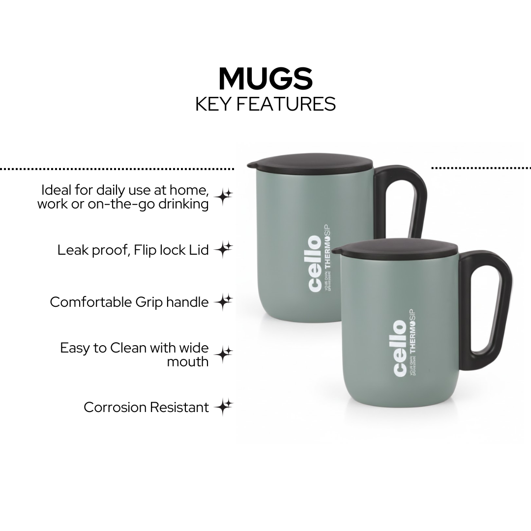 Cello Duro Coffee Style Set | 600ml Carafe with 2 Double Wall Mugs | Premium Insulated Set