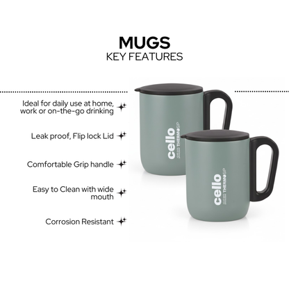 Cello Duro Coffee Style Set | 600ml Carafe with 2 Double Wall Mugs | Premium Insulated Set