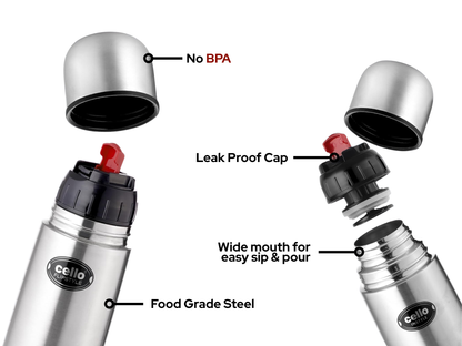 Flip Style Vacuum Insulated Lid Flask Bottle with carry case