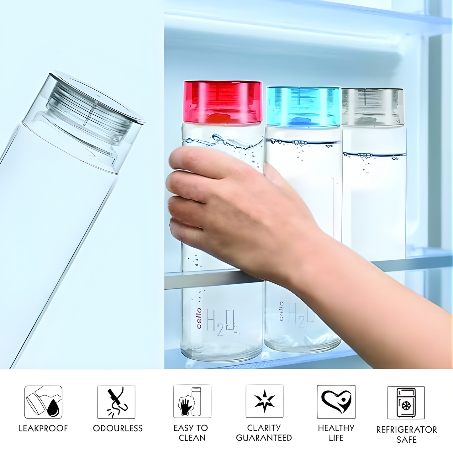 Cello H2O Water Bottle – Leakproof | Odour-Free & Easy to Clean | 1000 ml
