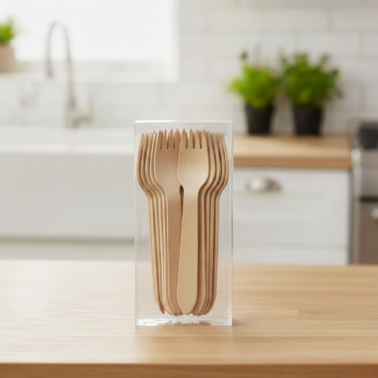 Sustainable biodegradable wooden fork for parties and everyday use