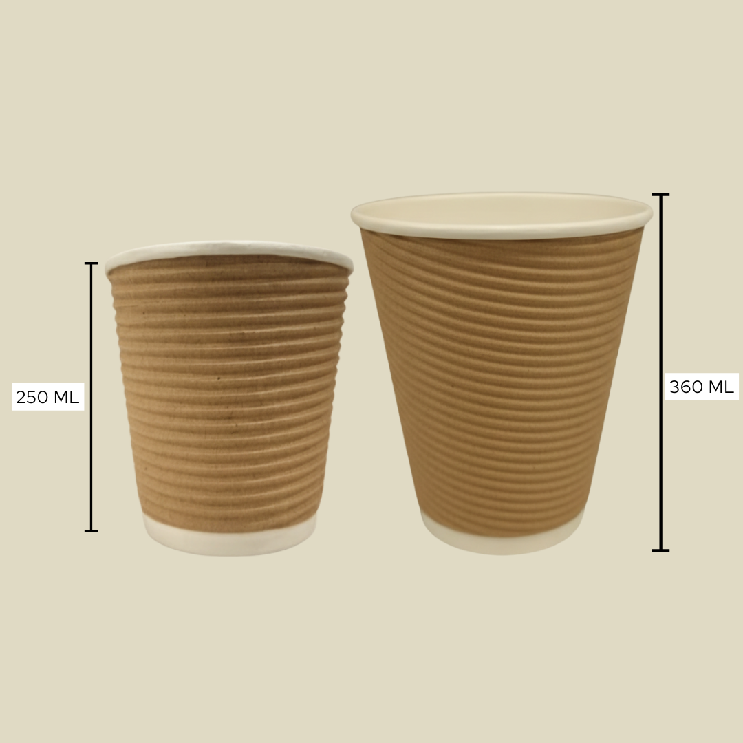 Eco Friendly Ripple Paper Cups | Pack of 25 | Eco Friendly Large Coffee Cups for Birthdays & Events | 360ml without Lid