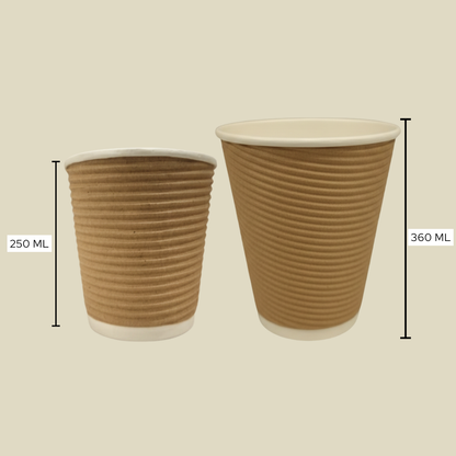 Eco Friendly Ripple Paper Cups | Pack of 25 | Eco Friendly Large Coffee Cups for Birthdays & Events | 360ml without Lid