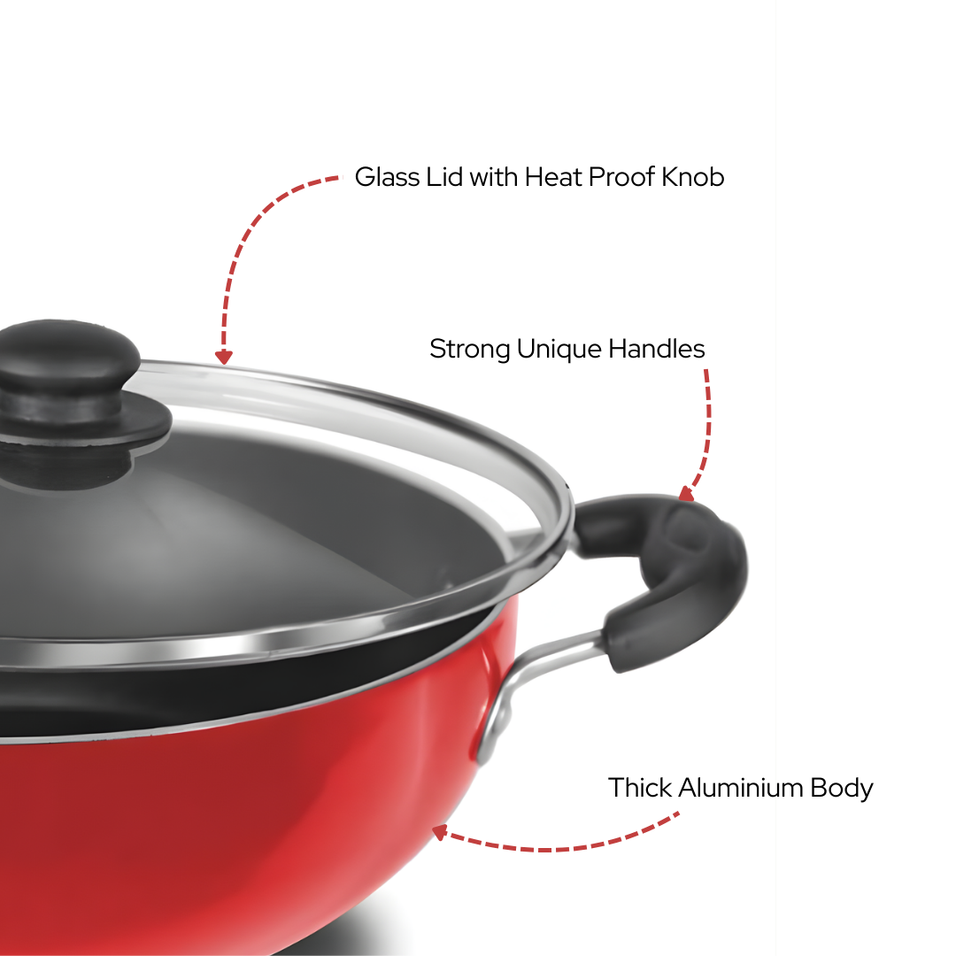 Mr. Cook PFOA-Free Non-Stick Kadhai for Gas & Induction | Easy Clean | Healthy Cooking