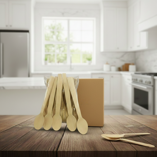 Eco-friendly wooden spoon for desserts and food serving