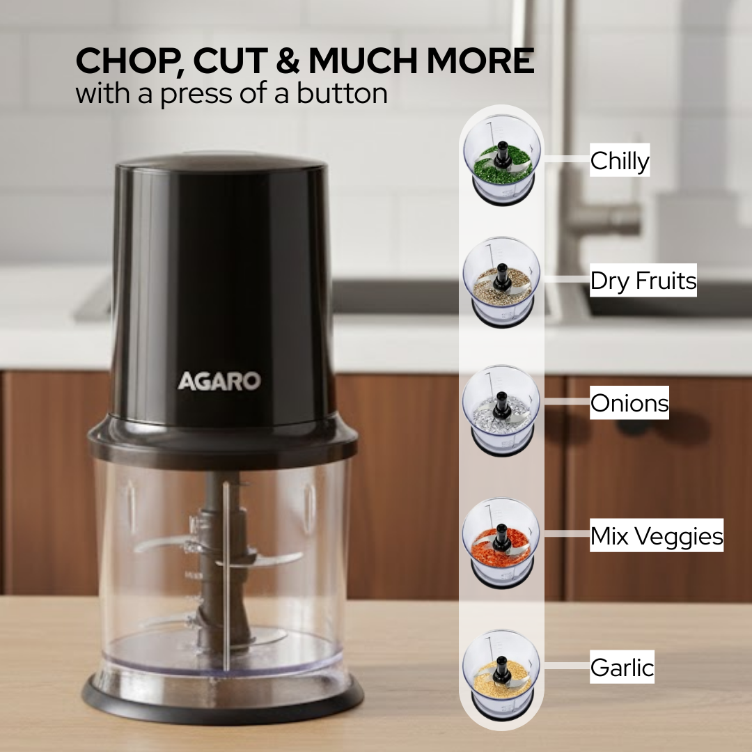 AGARO Electric Chopper with Twin Stainless Steel Blades | 500 ml | 400W