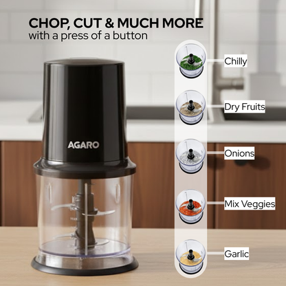 AGARO Electric Chopper with Twin Stainless Steel Blades | 500 ml | 400W