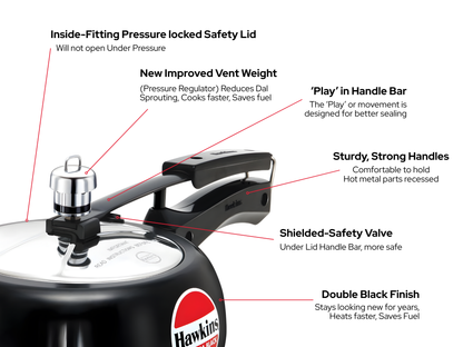 Hawkins Contura Pressure Cooker | Black | 2 litre