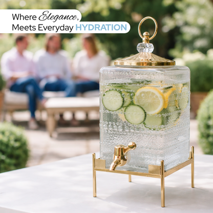 Premium 3 L Glass Water Dispenser with Tap – Perfect for Home, Office & Parties | with metal stand