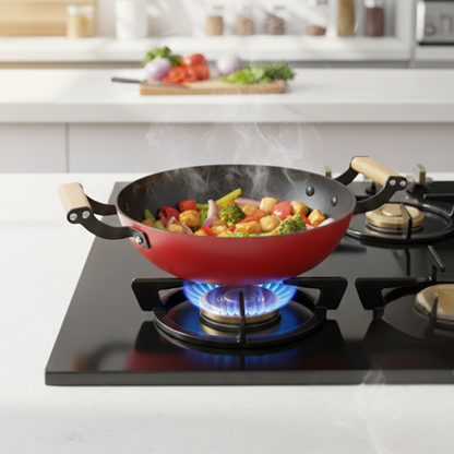 Prestige Castlite Kadai | Cast Iron with Glass Lid | Gas & Induction | Lightweight | 2.3L |  24cm