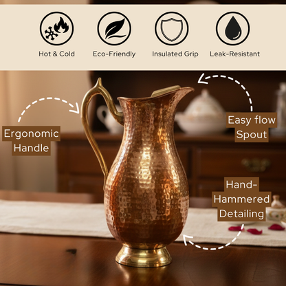 Copper Lemon Water Jug (Without Lid) | 1000ml | Great for daily use | Gifting purposes