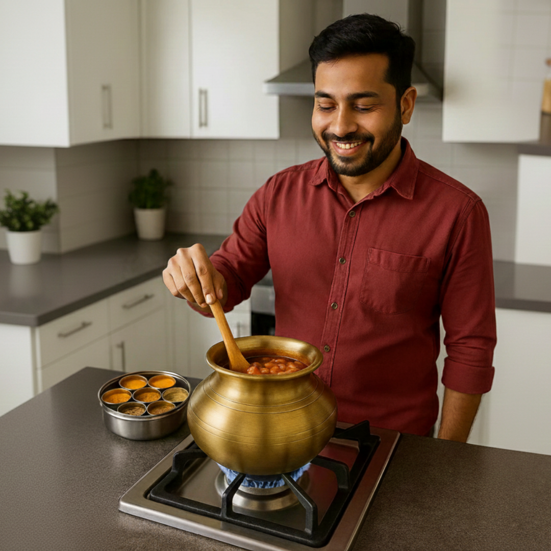 Handcrafted Brass Bhaddu – Traditional Indian Cooking Pot for Authentic Flavour & Temple Use