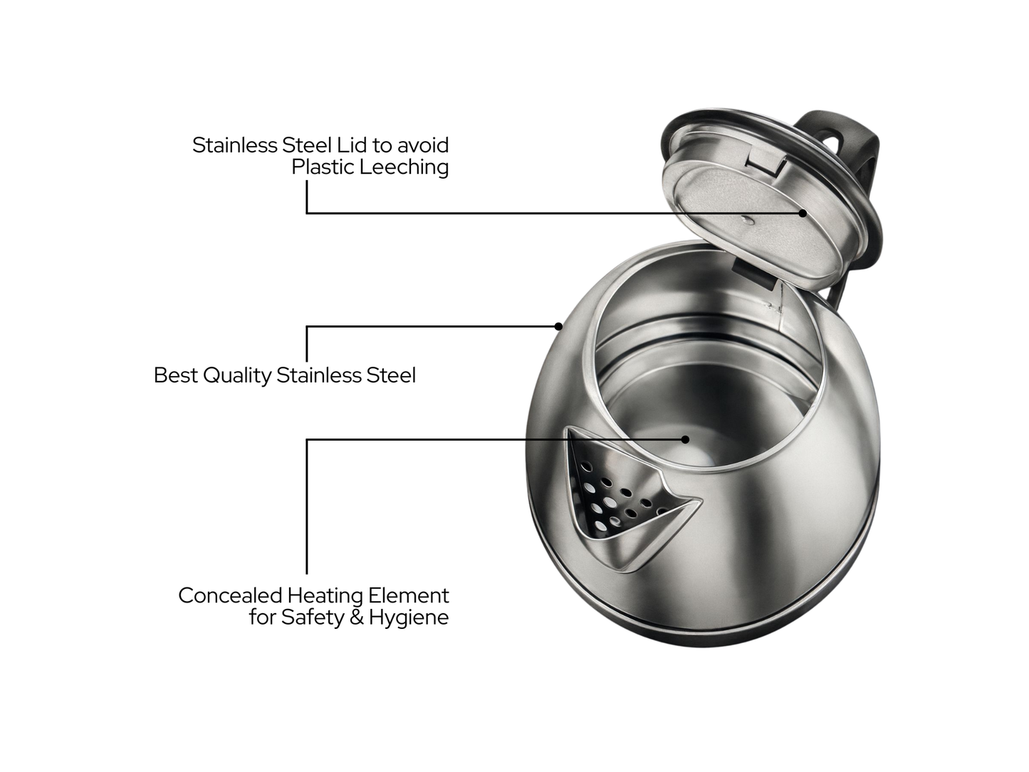 Prestige 1.5L| Stainless Steel Electric Kettle|  Automatic Cut-Off and Single-Touch Lid Locking