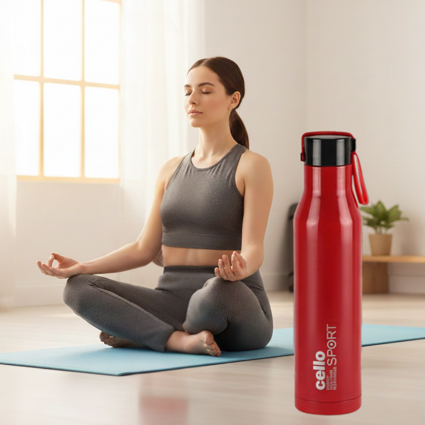 Cello Sport 750ml Stainless Steel Water Bottle | Leak-Proof, Durable & Stylish Sports Bottle | Red color