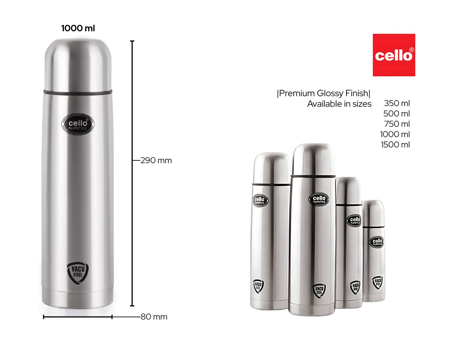Flip Style Vacuum Insulated Lid Flask Bottle with carry case