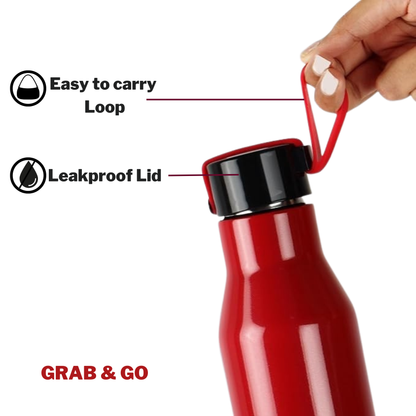 Cello Sport 750ml Stainless Steel Water Bottle | Leak-Proof, Durable & Stylish Sports Bottle | Red color