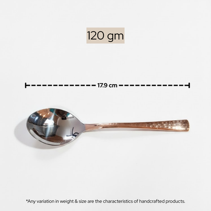 Premium Copper Spoons – Set of 6, Hammered Finish, Stainless Steel Bowl, Elegant Dining & Kitchen Utensils