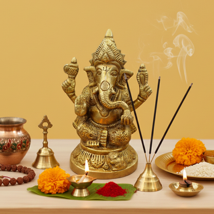 Ganesh Ji Pital / Brass Murti | Bring Peace, Success & Positivity Home | 690gm