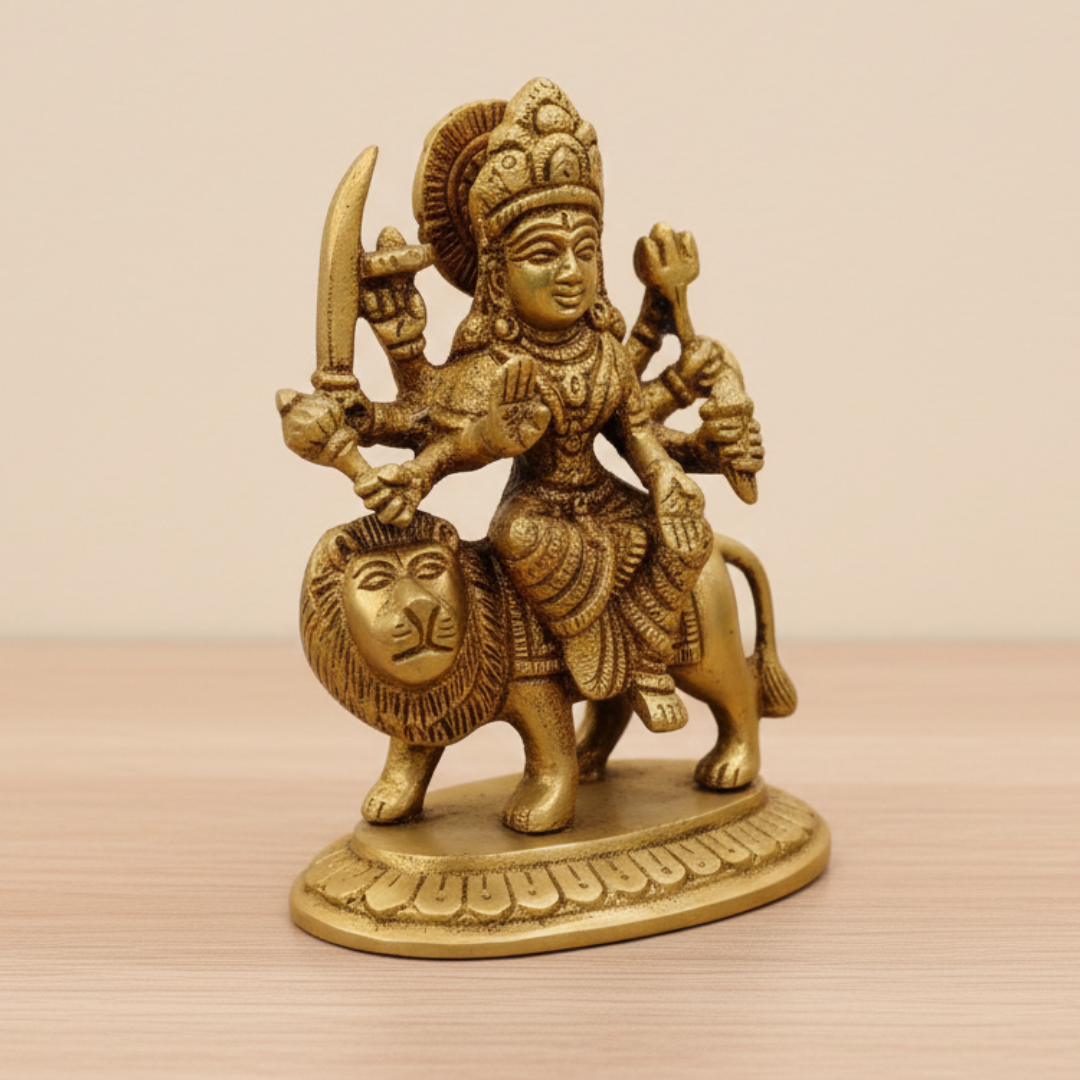 Traditional Durga Mata Brass Murti | Ideal for Home Worship & Festivals | 745gm