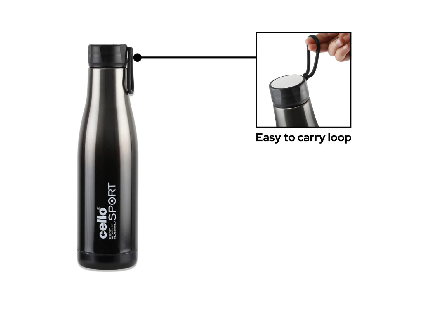Cello Dazzle insulated stainless steel bottle with glossy finish