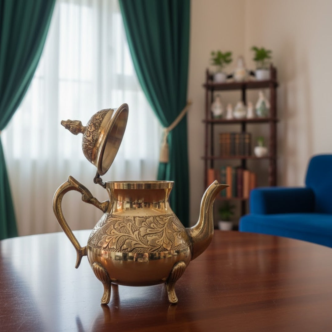 Brass Teapot – Traditional Indian Handmade Tea Kettle | Durable & Elegant