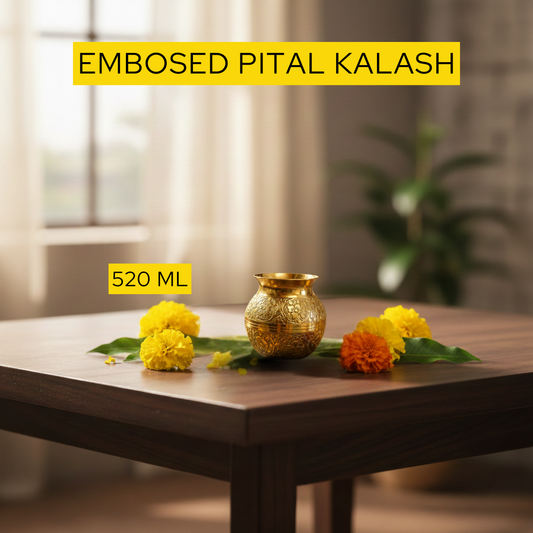 Pure Brass Kalash 520ml for Havan, Puja, and Gifting